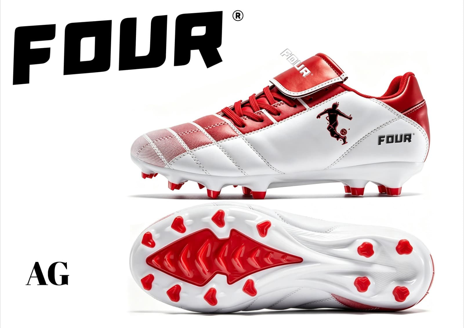FOUR AG Football Boots — Red / White front